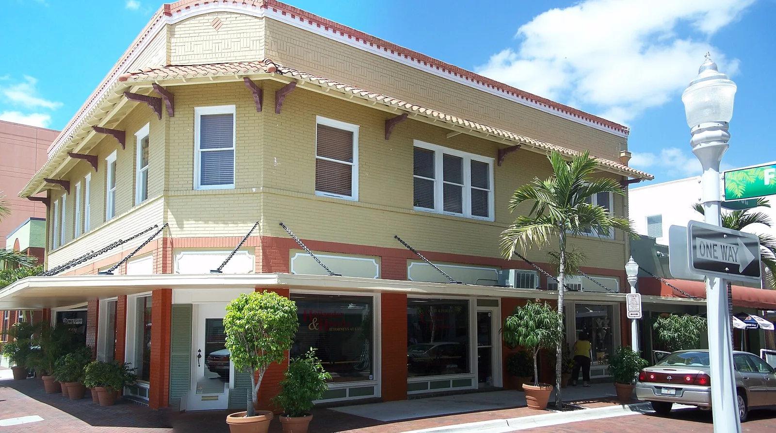 A historic two-story commercial building in the Fort Myers Downtown Commercial District.