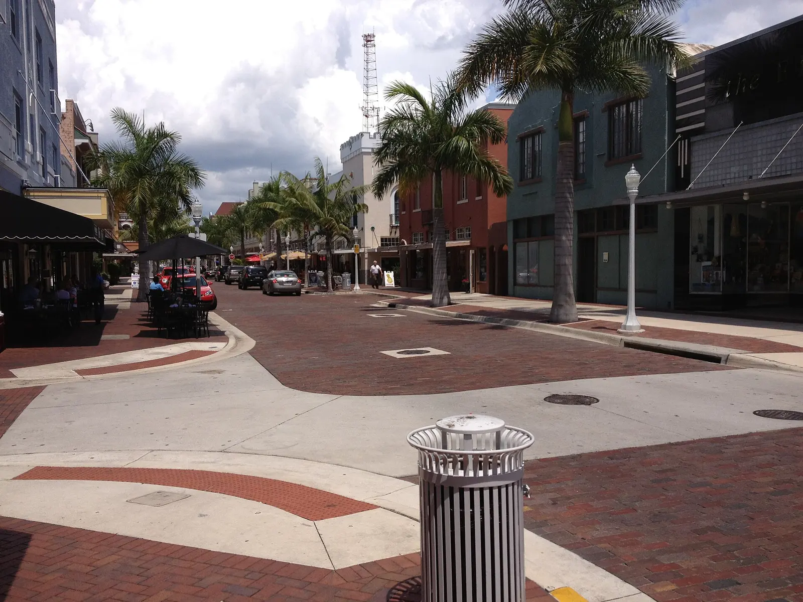 First Street through the historic downtown Fort Myers River District, where the downtown farmers market sets up.