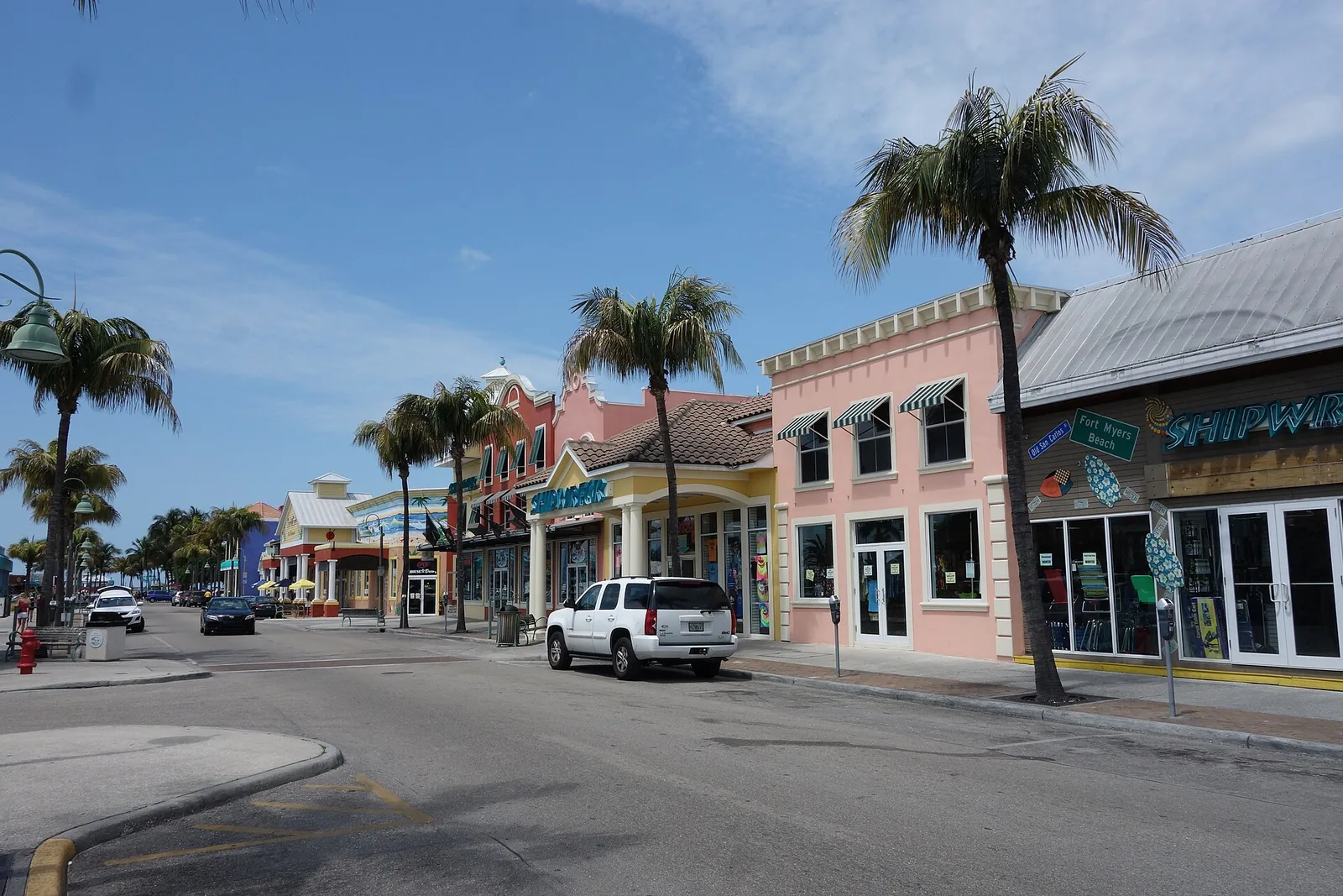 Storefronts in the historic downtown of Fort Myers, in the River District