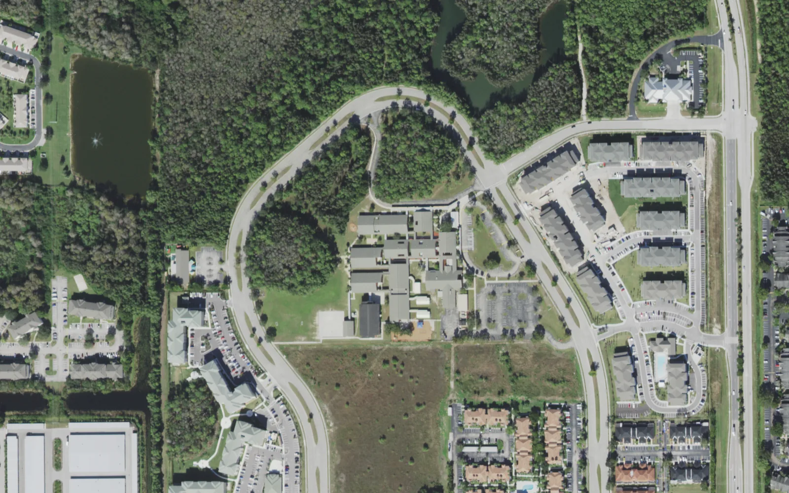 Colonial Elementary School's campus on Schoolhouse Road East in Fort Myers, seen from the air