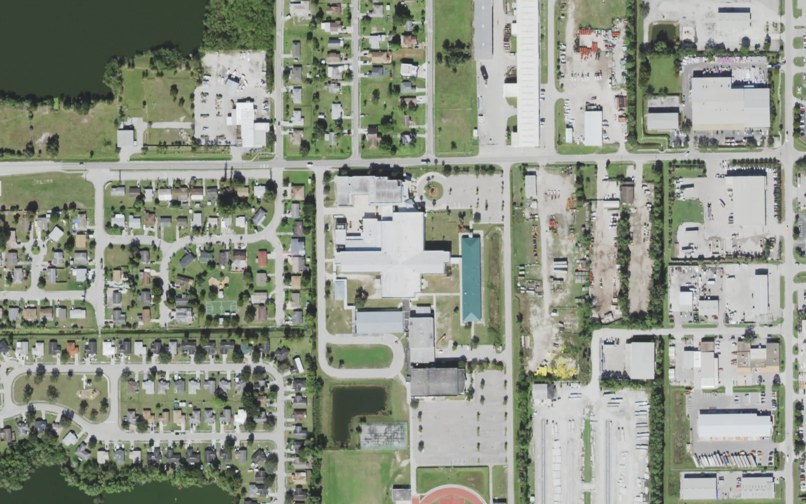 Dunbar High School's campus on East Edison Avenue in Fort Myers, seen from the air