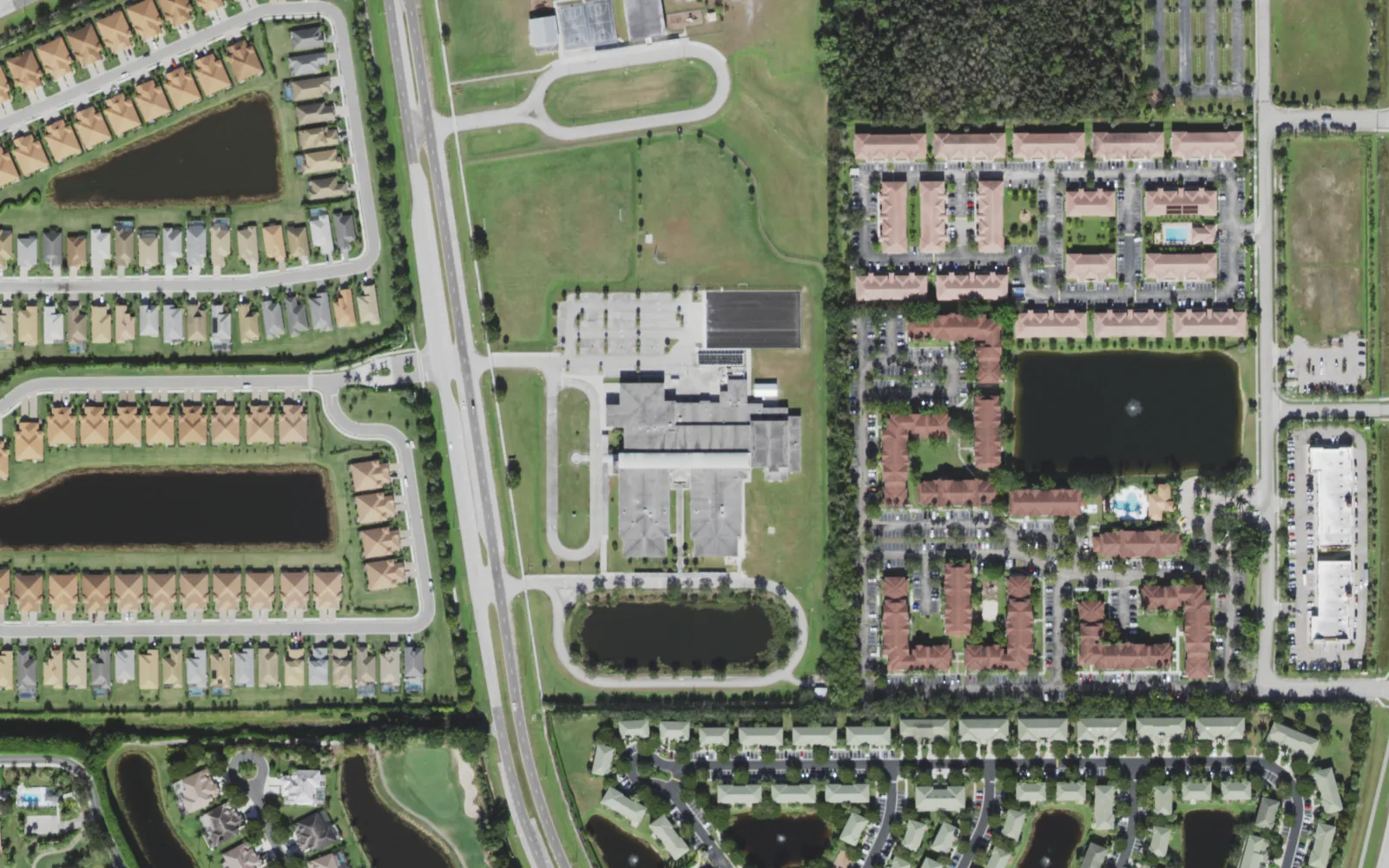 Paul Laurence Dunbar Middle School's campus on Winkler Avenue Extension in Fort Myers, seen from the air
