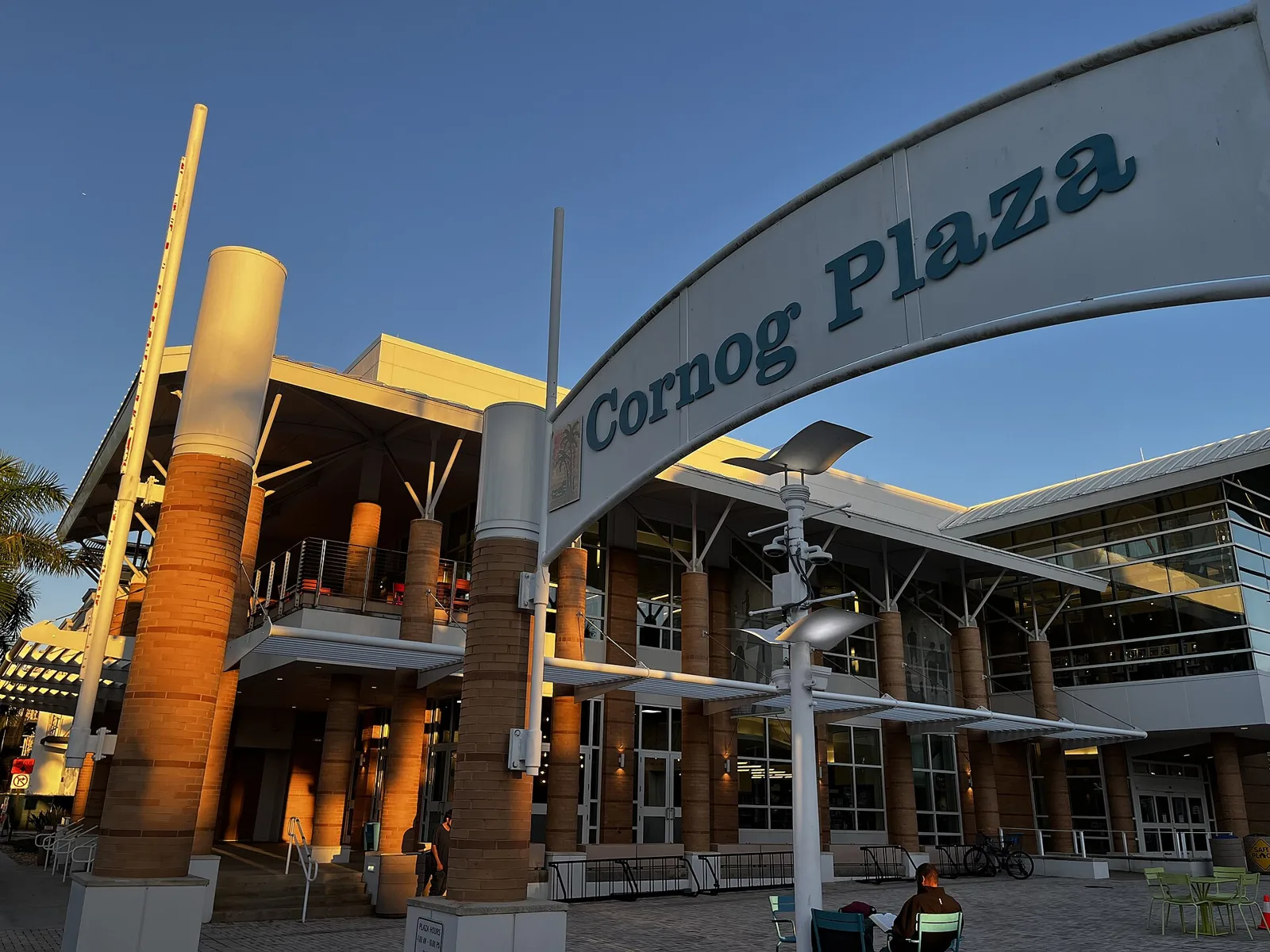 The front entrance and plaza of the Fort Myers Regional Library, an early voting site in downtown Fort Myers.
