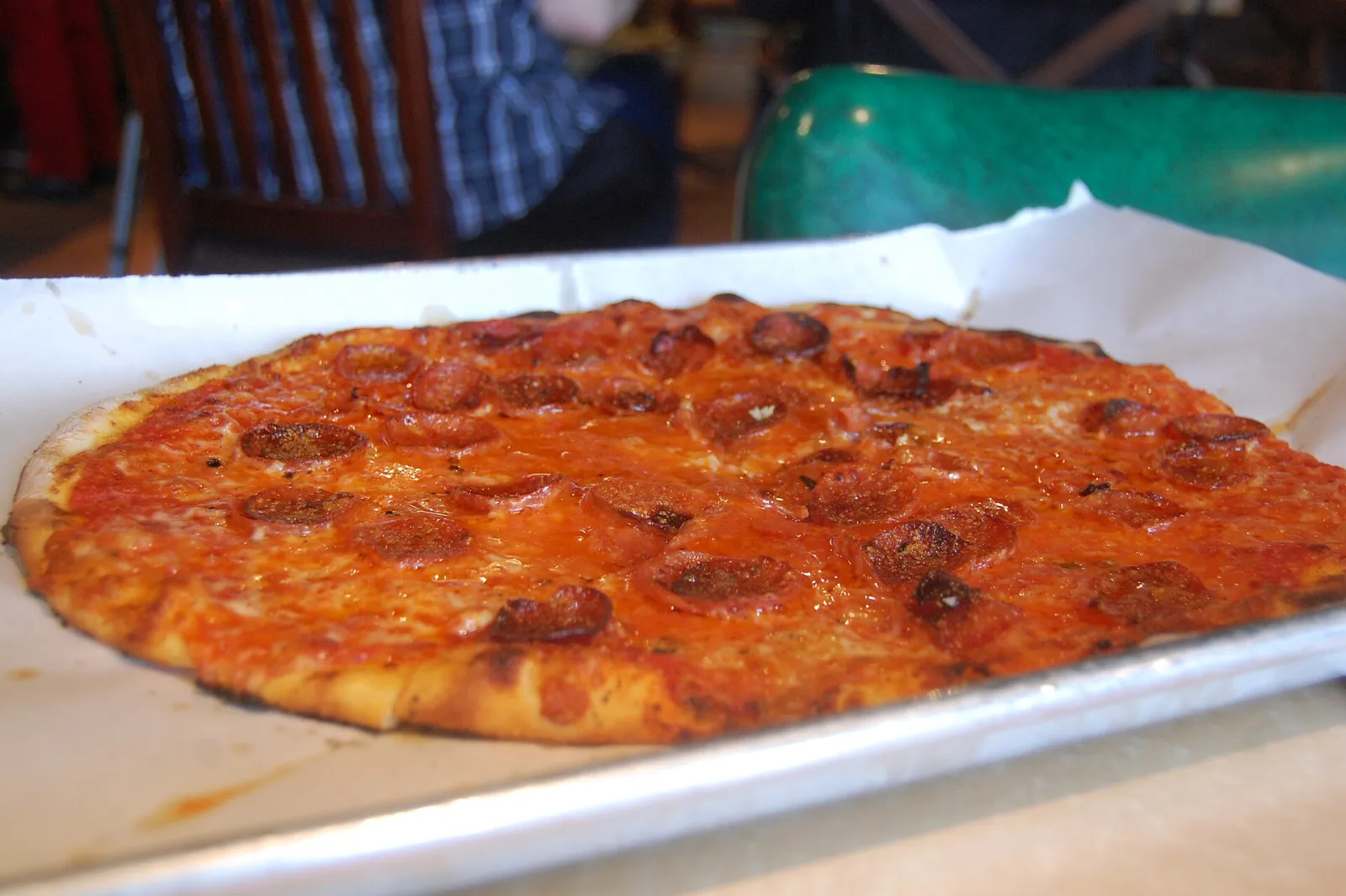 A pepperoni pizza. The photo was not taken at a Fort Myers restaurant.